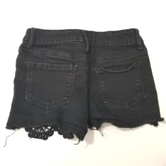 🔴 So Embroidered detail Black denim shorts size 8 (F22) - Picture 7 of 9